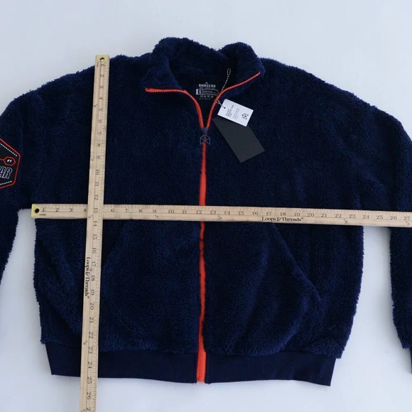 Raw Gear Navy w Orange Piping Soft Fleece Zip Embroidered Sweater Unisex S NWT - Picture 4 of 12